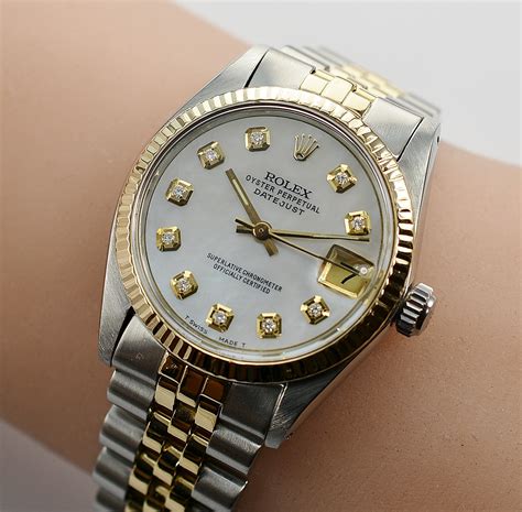 rolex women's gold and silver|18k gold ladies Rolex watch.